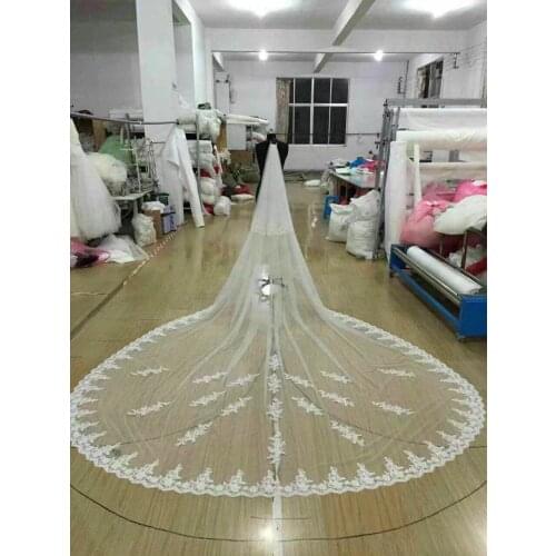 2 LAYER LACE LONG VEIL BRIDAL VEIL CATHEDRAL LENGTH WEDDING VEIL WHITE AND IVORY AVAILABLE