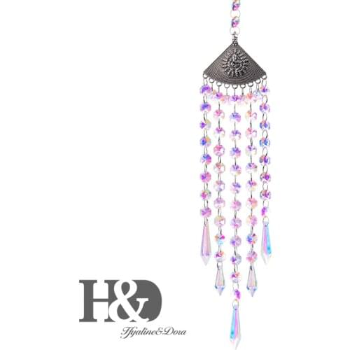 H&D Handmade Rainbow Maker Suncatcher Crystal AB Coating Beads Icicle Prisms Buddha Charm Pendant Home Garden Window Decor Gifts
