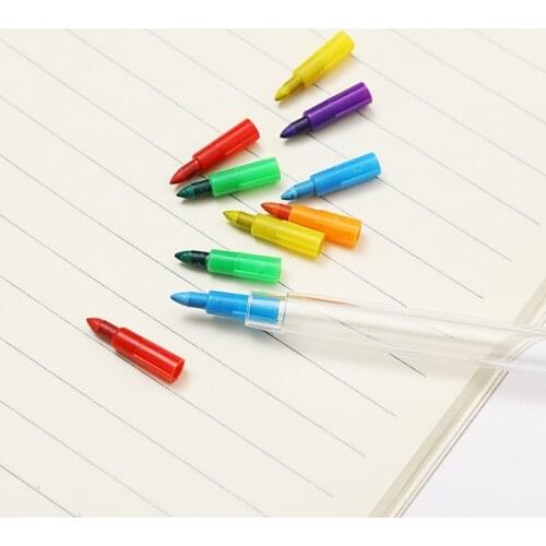 10 Pcs DIY Replaceable Crayons Oil Pastel Creative Colored Pencil Graffiti Pen for Kids Painting Drawing Cute Stationery