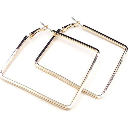 Big Statement Fashion Rose Gold Silver Square Earrings Jewelry Simple Geometric Earrings for Women Metal Pendant Earrings 2019