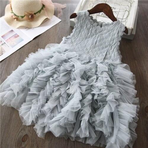 Summer Kids Dresses For Girls Fluffy Lace Layered Tutu Dress Casual Formal Girl Clothes Princess Party Wedding Costume For 3 8Y