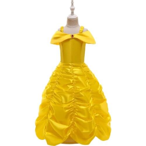 Girls Beauty And The Beast Bell Costume Kid Purim Halloween Princess Birthday Party Fancy Dress