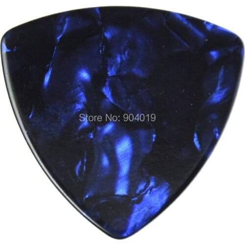 100pcs Medium 0.71mm 346 Rounded Triangle Guitar Picks Plectrums Blank Celluloid Pearl Blue