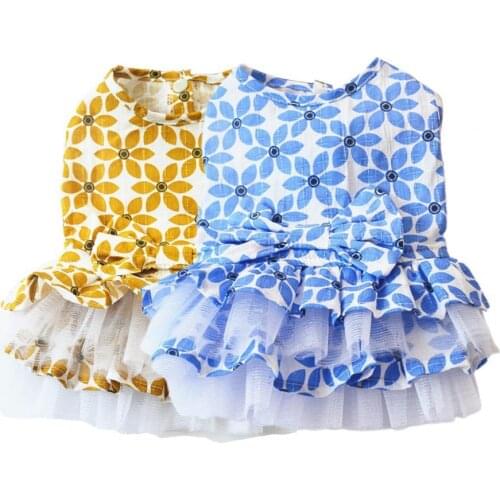 Fashion Cute Summer Pets Dog Dress Printing Two-legged Knitted Fabric Skin-friendly Pet Skirt for Daily Life