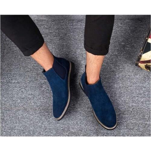 Masorini Genuine Leather Chelsea Boots Pointed Toe Boots Men Sewing Rubber Adult Slip-On High Quality Male Fashion Shoes WW-137