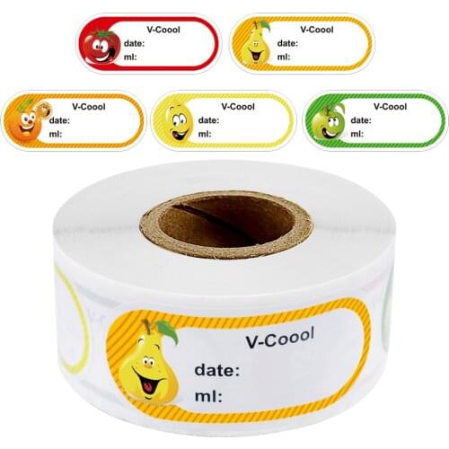 250 Pcs/roll Color Fruit Stickers Labels with 5 Kinds of Fruits for Apple Orange Stickers for Kitchen Stickers Food Juice Labels