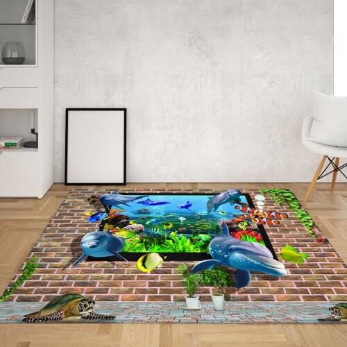 3D Sea Word Area Rugs Large Kitchen Sofa Floor Mat Living Room Bedroom Bathroom Decoration Boys Room Carpet Print A Lot of Fish