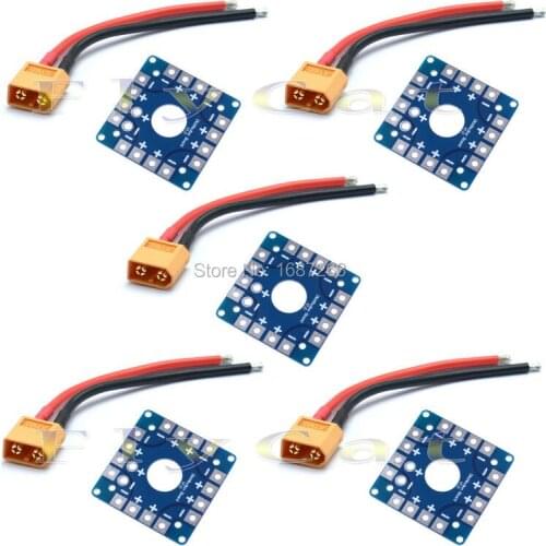 5 Sets Power Distribution Board + XT60 Male Plug w/ Wire 14AWG for Robocat 270mm QAV 250 FPV Racing RC Quadcopter Multicopter