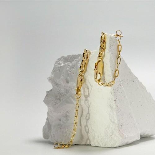 Origin Summer Statement Gold Lock Chunky Chain Dangle Earring for Women Girls Long Tassel Metallic Earring Jewelry Pendientes