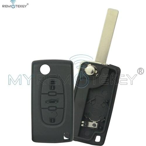 Remtekey CE0536 3 button HU83 flip car key shell middle trunk for Peugeot 107 207 307 407 408 for Citroen C2 C3