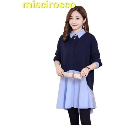 Pregnant Women Shirt Long Maternity Clothings Spring Dress Stitching Fake Two Shirts Big Size