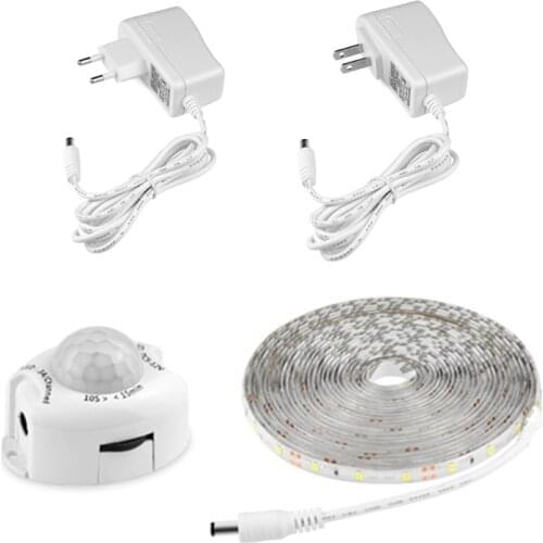 SMD 2835 Waterproof LED Strip Motion Sensor Light 12V Auto ON/OFF Flexible Neon Tape 1/2/3/4/5M Ledstrip Power Supply high quali