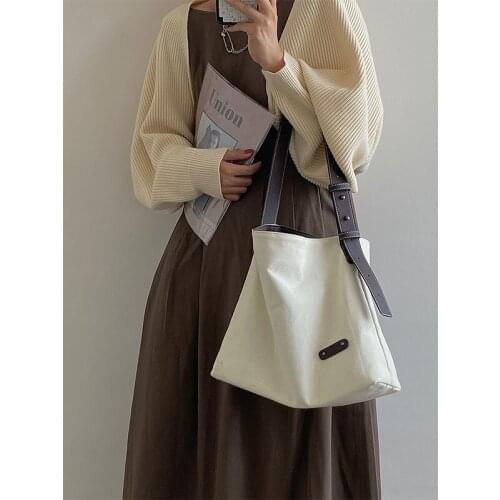 Shoulder Bag Japanese Simple Canvas Trend Casual Green Shopping Bag Large-capacity Student Trend