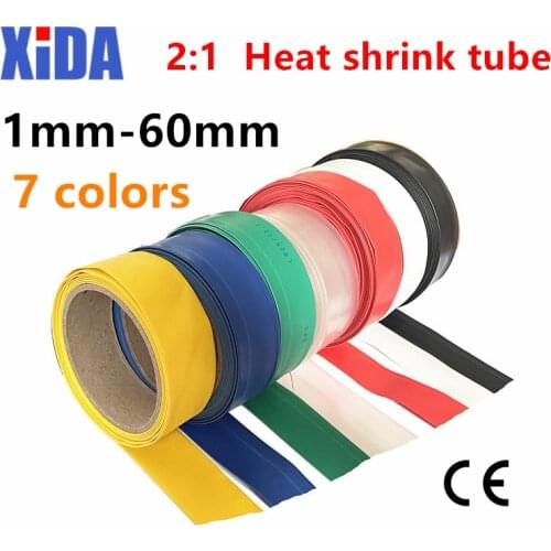 1 METER/LOT 2:1 Black 1mm~15mm Polyolefin Cable Sleeves Electronic component DIY Connector Repair heat shrink tube