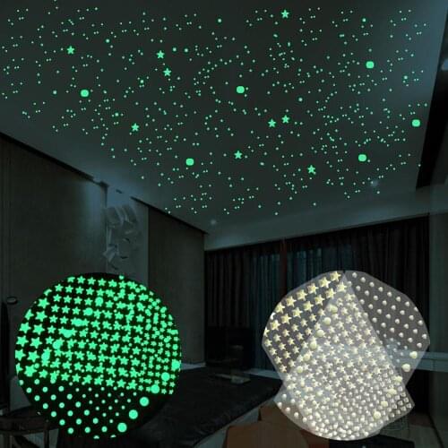 Tofok 3D Bubble 202pcs/set Stars Dots Luminous Wall Sticker DIY Bedroom Kids Room Decal Glow in Dark Fluorescent Home Decoration