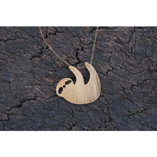 Trendy Personalized Sloth Pendant Gold Silver Color Hanging Sloth Jewelry Statement Necklace