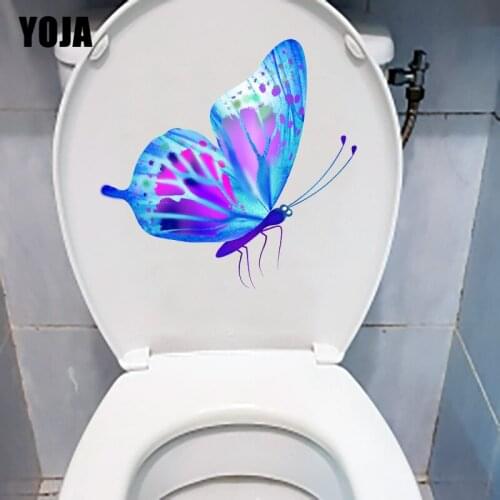YOJA 18.5X21.3CM Creative Minimalistic Cartoon House Decoration Butterfly Wall Sticker Toilet Seat Decal T1-2078