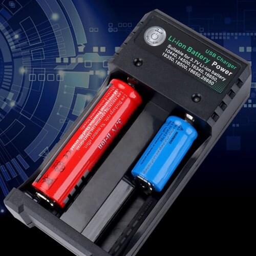 Besegad Universal USB Smart Battery Charger w/2 Independent Slot for Li-ion 18650 10440 14500 18500 18350 Rechargeable Batteries