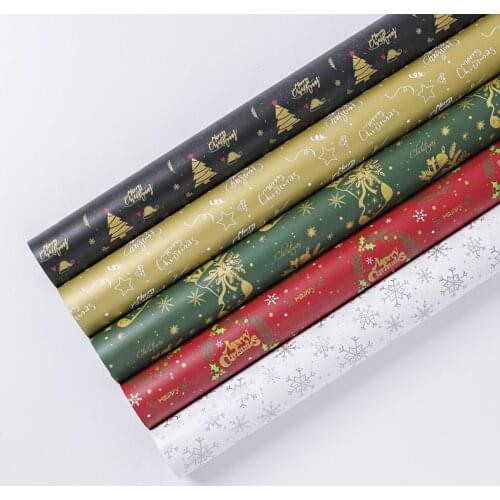 5Pcs/set Christmas Gift Wrap Artware Packing Package Paper Bronzing Christmas Wrapping Paper Roll Craft Card Stock Paper