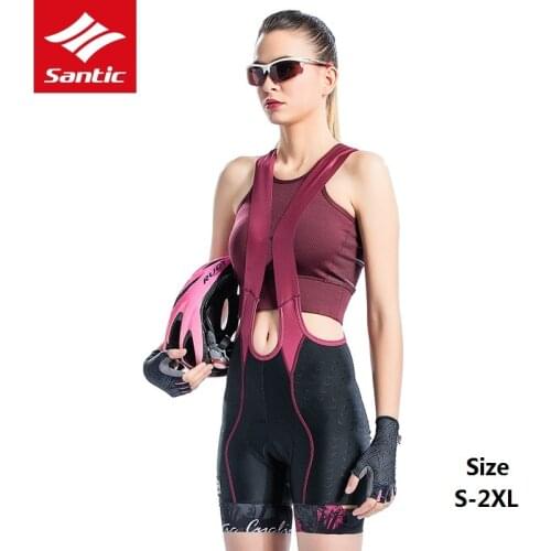 Santic New Women Cycling Bib Shorts 4D Padding Breathable Ladies MTB Road Bicycle Riding Clothes Summer Women Bib Shorts S-2XL