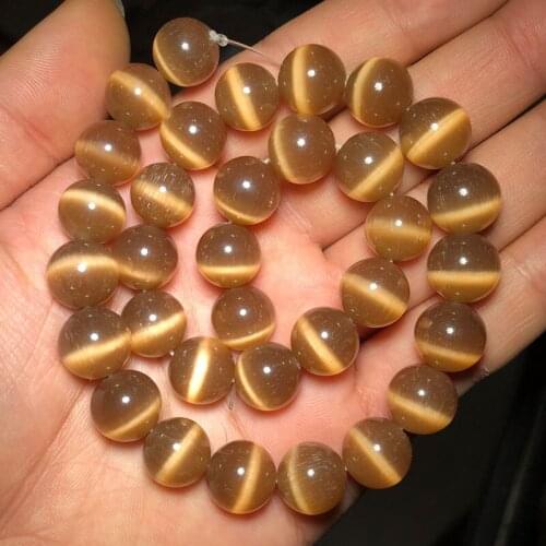 YHBZRET Cafe Brown Cat Eye Beads Opal Stone Round Spacer Loose Spacers beads for Jewelry making bracelets necklace DIY 4~12MM