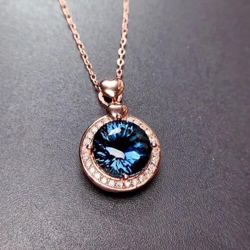 Delicate 5.75Ct Natural Blue Topaz Necklace 10*10mm Genuine Gemstones S925 Necklaces for Women Party Gifts Fine Jewelry