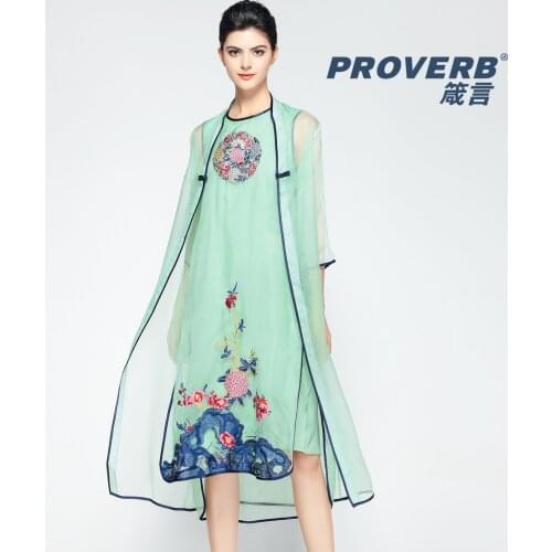 Blue White Embroidery Floral Silk Organza Dresses Women Fashion 2021 Summer Long Casual Sexy Office Work Daily Dress Plus Size