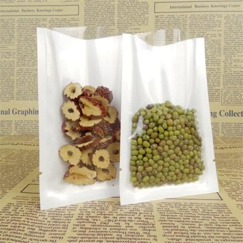 100Pcs/Lot Flat Open Top Plastic Packing Bag Heat Sealable Vacuum Food Pouch Coffee Powder Package Bag Front Clear Storage Bags