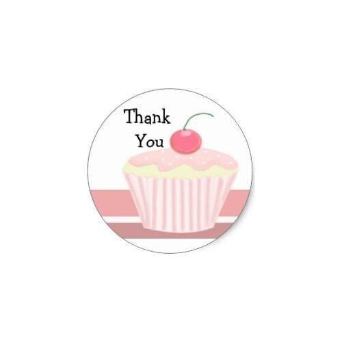 3.8cm Cute Cupcake Thank You Classic Round Sticker