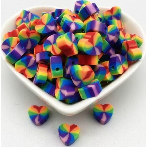 30pcs/Lot 10mm Mixed Colors LOVE Shape Clay Spacer Beads Polymer Clay Beads For Jewelry Making DIY Handmade Accessories #20