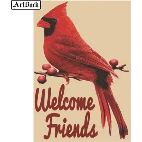 5d diy diamond painting bird welcome friends full square diamond mosaic crafts resin round drill diamond embroidery wall sticker