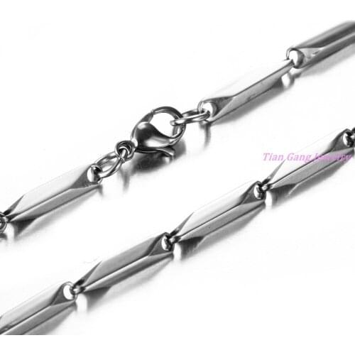7-40" 4 mm Promotion Sale Men Women 316L Stainless Steel Silver Color Stick Link Necklace Unisex Jewelry Not Fades High Polished