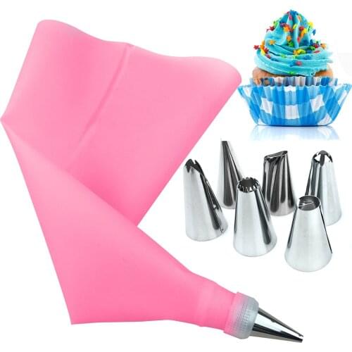 8 PCS/Set Silicone Icing Piping Cream Pastry Bag Nozzle Set Cake Decorating Supplies Kits DIY Cupcake Decoration Tip Bakeware