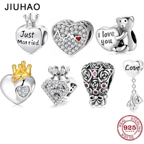 925 Sterling Silver Openwork heart shape Heartbeat sparkling CZ charms for bracelet making fit designer beads bracelet
