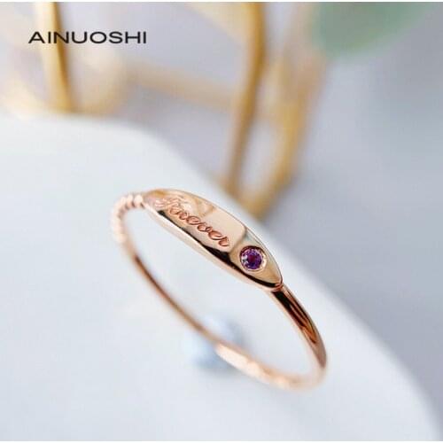 AINUOSHI 18K Gold Round Cut Natural Amethyst AnniversaryEngagement for Women Fashion Gemstone Ring Fine Jewelry (Can Be Engrave)