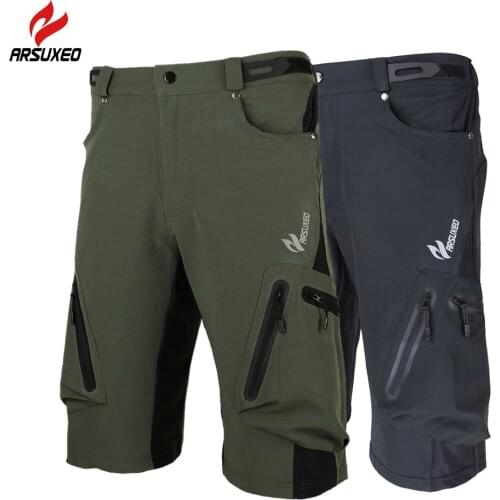 Arsuxeo Baggy Shorts MTB Bike Bicycle Shorts Breathable Loose Fit Outdoor Sports Cycling Shorts with Zippered Pockets