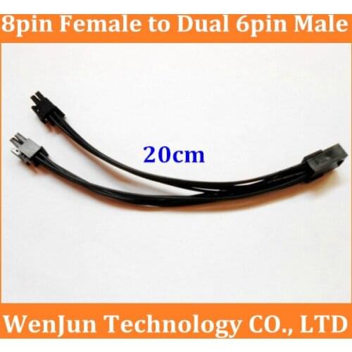 Free shipping 8pin PCIe Female to Dual 6pin PCIe Male PCIe Power Splitter Adapter Connector power cable 8-pin PCIe to 2*6-pin