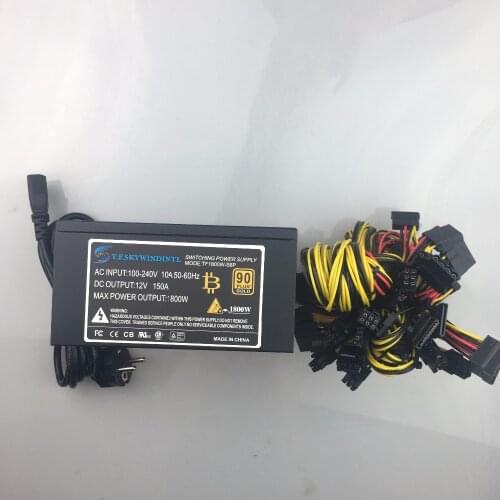 Free ship 1800 psu ATX Computer Power Supply For Mining Machine Support 8 Pieces Graphics Card Output Rated 2000W Max Bitcoin