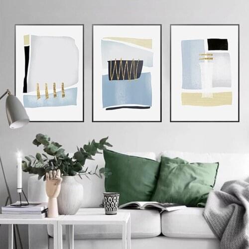 Frameless Nordic Style Abstract Line Color Block Painting Background Wall Porch Mural Living Room Modern Decorative Painting