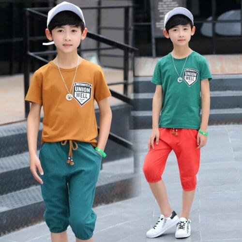 Big Boy Summer Clothing Sets Boys Clothes Short Sleeve T Shirt + Shorts Toddler Kids Children 3 4 5 6 7 8 9 10 Years