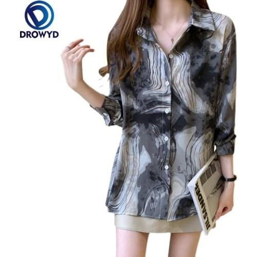 Vintage Long Sleeve Blouse Women Clothing Loose Plus Size Shirts Female Streetwear New Print Ladies Tops Blusas Mujer 2XL DROWYD