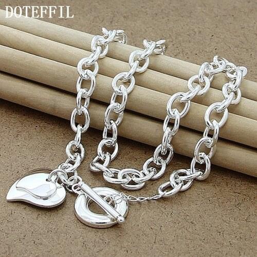 DOTEFFIL 925 Sterling Silver 18 Inch Chain Double Butterfly Pendant Necklace OT Buckle For Women Wedding Engagement Jewelry