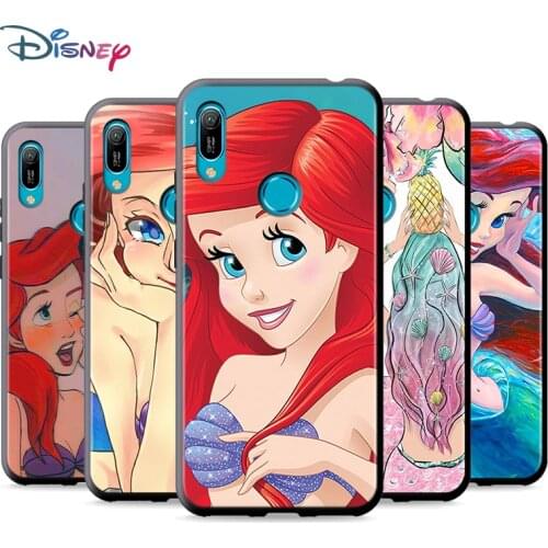 Black Soft Ariel Mermaid princess For Huawei P Smart 2021 2020 Z S Mate 40 RS 30 20 20X 10 Pro Plus Lite 2019 Phone Case