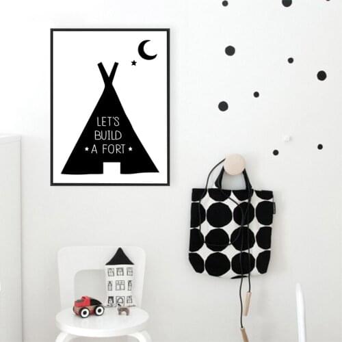 Lets build a fort Nursery Quote Canvas Art Print Painting Poster Kids Bedroom Wall Decor