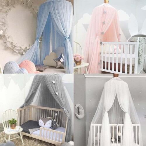 Sweet Princess Kid Bed Hanging Dome Mosquito Net Round Play Tent Baby Crib Canopy Bedcover Curtain Children Room Home Decoration