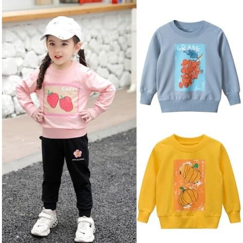 Korean Childrens Wear Spring 2021 New Childrens Terry Sweater Long Sleeve Hoodie Girls Baby Clothes Toddler Girl Cotton Top