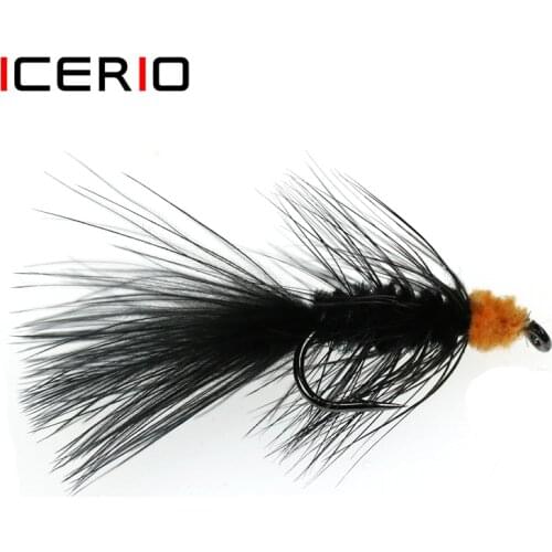 ICERIO 6PCS Orange Egg Sucking Leech Woolly Bugger Streamers Trout Bass Fishing Fly Lures #6