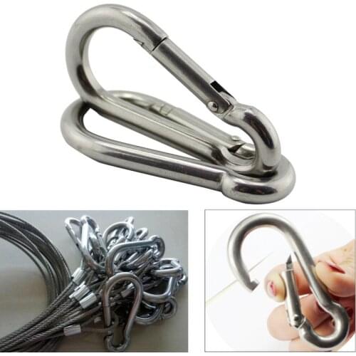 10PCS 304 Stainless Steel Mountaineering Buckle Spring Carabiner Snap Hook Keychain M4 M5 M6 M7 M8 rigging hardware