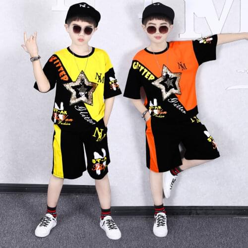 Children Summer Clothing Set Boys Girls Clothes T-shirt & Shorts 2pcs Outfits Kids Sport Clothes For 2 4 6 8 10 12 14 Yrs Teens