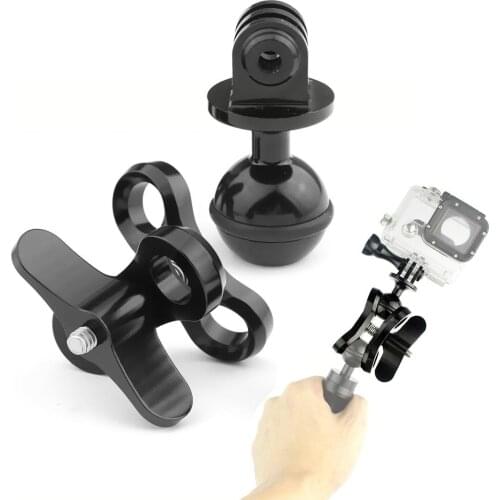 Metal Ball Head Tripod Mount Adapter Flash Light Arm Bracket Butterfly Clamp Clip for Gopro 9 Action Camera Diving Accessories